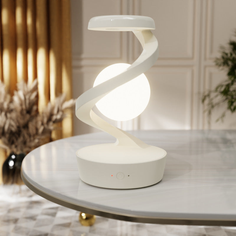 Lampada da scrivania lunare rotante con sensore di ricarica wireless del telefono. Lampade da tavolo di controllo Lampada da tavolo decorativa Piccola lampada da notte Decorazioni per la casa