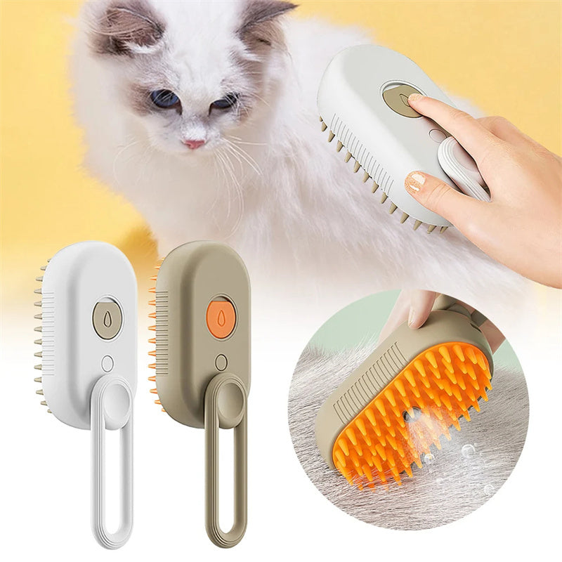 Spazzola a vapore 3 in 1 per gatti e cani- spazzola elettrica con erogazione spray,funzione massaggio e pettine per la rimozione dei peli- accessorioper toelettura animali domestici