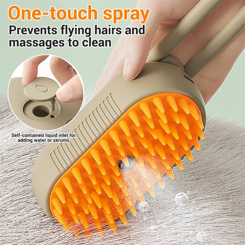 Spazzola a vapore 3 in 1 per gatti e cani- spazzola elettrica con erogazione spray,funzione massaggio e pettine per la rimozione dei peli- accessorioper toelettura animali domestici