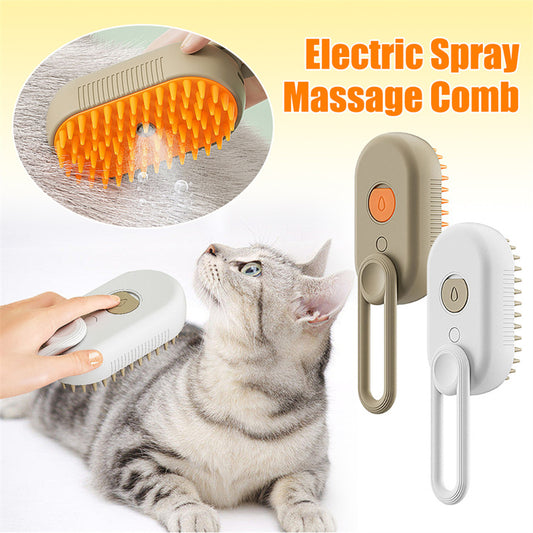 Spazzola a vapore 3 in 1 per gatti e cani- spazzola elettrica con erogazione spray,funzione massaggio e pettine per la rimozione dei peli- accessorioper toelettura animali domestici