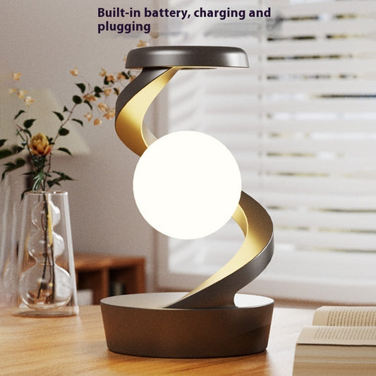 Lampada da scrivania lunare rotante con sensore di ricarica wireless del telefono. Lampade da tavolo di controllo Lampada da tavolo decorativa Piccola lampada da notte Decorazioni per la casa